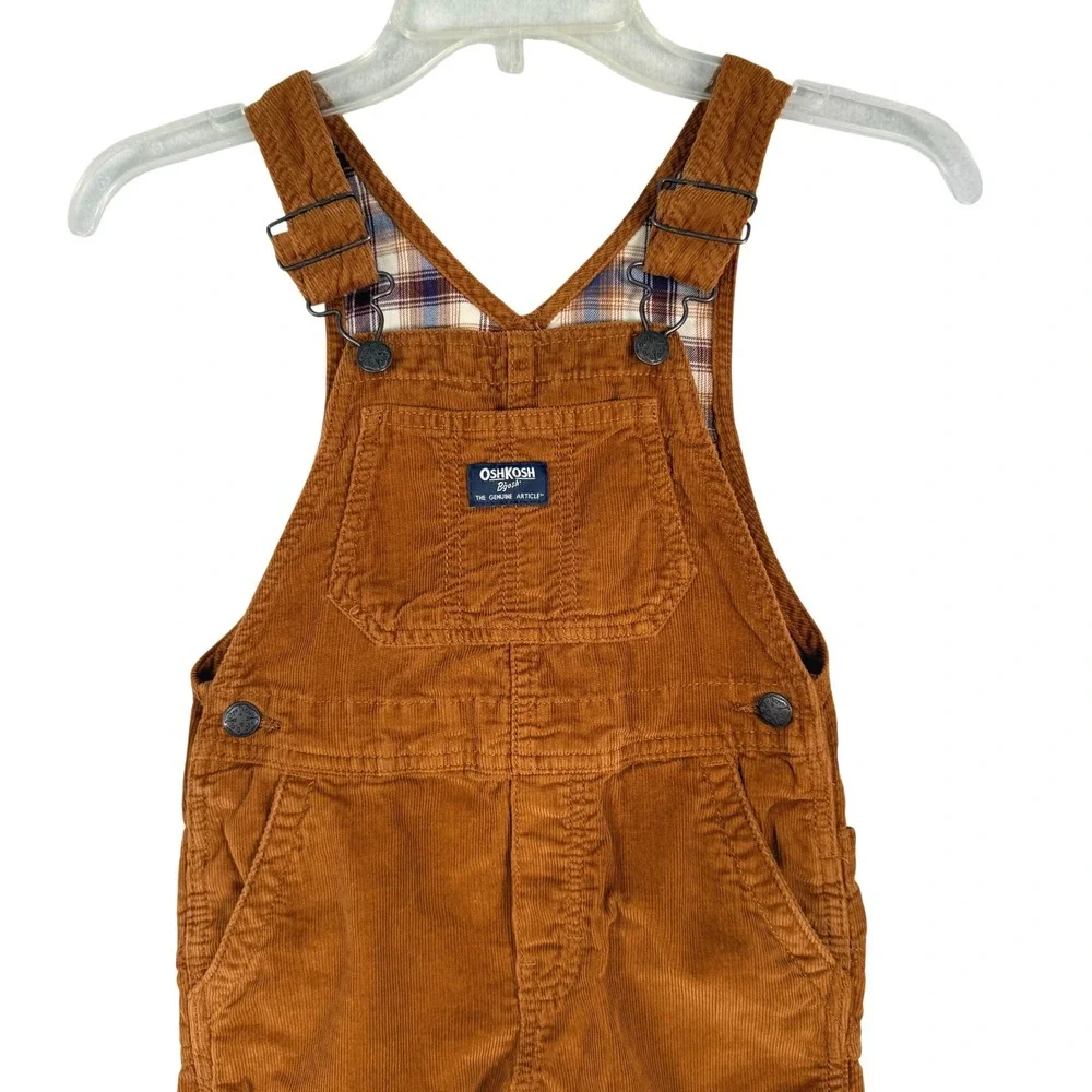 OshKosh B'gosh Vintage Style Brown Corduroy Overalls Kids Size 5T Carpenter Bib